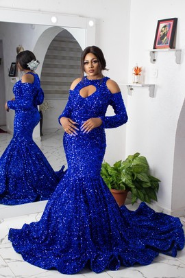 Sequin prom dress,shimmery evening gown,African wedding dress