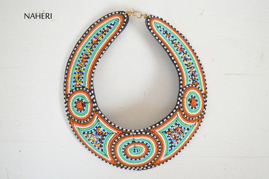 African maasai beaded collar necklace | Tribal bib necklace
