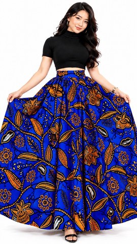 Longue jupe maxi bleue en Ankara, jupe bohème