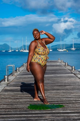 Kente Print Curvy Women's Swimsuit