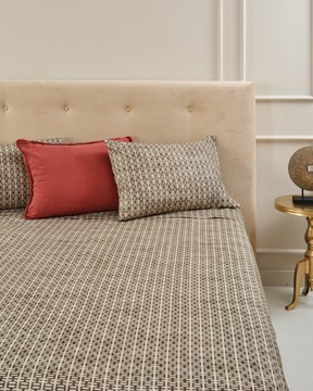 Parure Drap de lit Mikéno Taupe Coton 100% 60fils/cm2,240*300cm