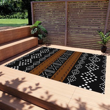 African Habitat Outdoor Rug Rustic Mudcloth Ethnic Carpet (LARGER SIZES AVAILABLE)