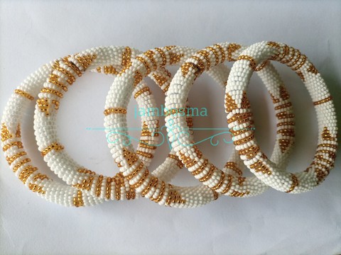 On sale white Bracelet for women beaded, bangles for women, native masai bracelet.a set of five.