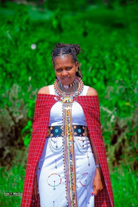 Beaded Maasai dress with a matching shawl