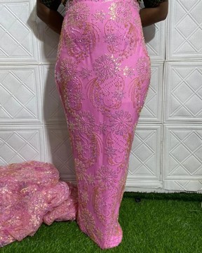 Beaded Lace fabric, luxury lace (5 yards)