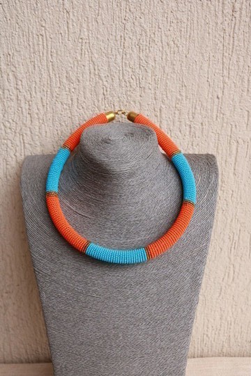 African beaded  necklace, Beaded fringe necklace, Zulu necklace, Masai necklace