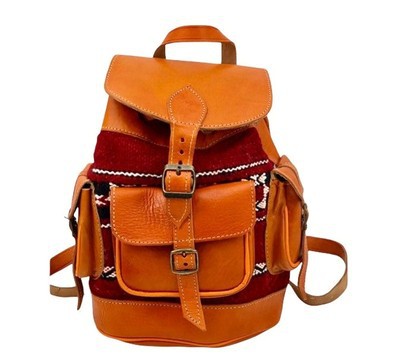 100% handmade high quality genuine leather backpack.