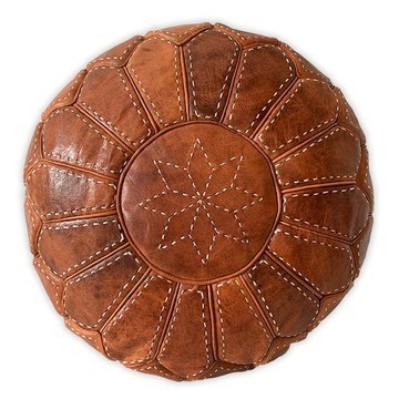Pouf en vrai cuir naturel Marron pour salon