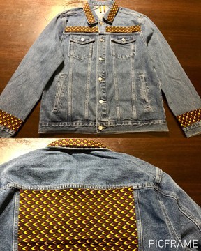 Veste en jean motif wax