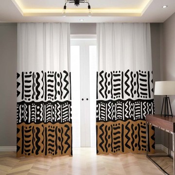 African Print Blackout Curtain Traditional Kuba (Two-Piece) LARGER SIZES AVAILABLE