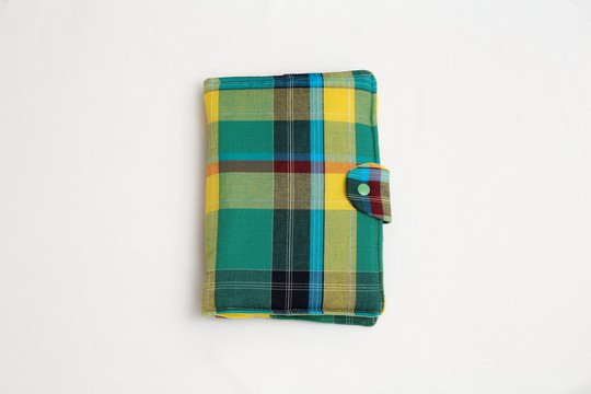 Green Madras health book cover Handmade