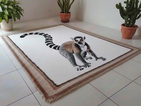 Tapis mohair collection Lémurien fait main