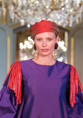 Signature raw silk turban