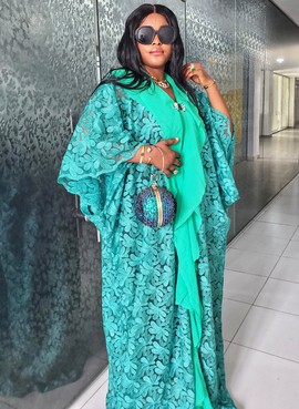 Elegant African Woman Exotic Wedding Flower Lace Kaftan Dress for Special occasions/Plus size