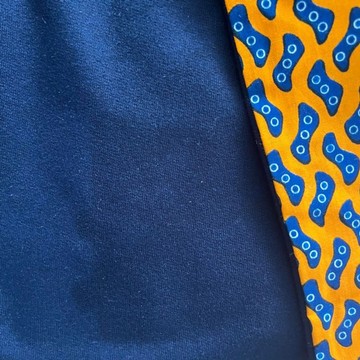 Écharpe Unisexe En Wax Réversible Motifs Formes Bleu &amp; Jaune
