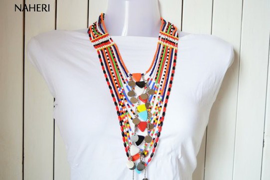 African Maasai Beaded Necklace | African Tribal Jewelry | Chunky Statement Neck piece