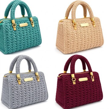 Le sac Structured Mini — sac crocheté à la main avec des accessoires dorés, une fermeture éclair et une plaque logo