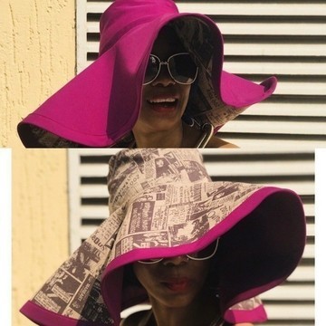 Reversible GoodHeadz Hat in  NewsPaper Print/Purple