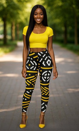 Legging Bogolan à motifs éclatants - Luxe artisanal haut de gamme