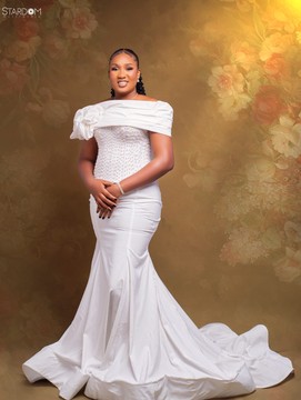 White beaded dress, prom dress, birthday dress