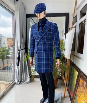 A “Peaky Blinder” completely Tailored Double breasted Check trench suit