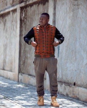 Kanvô bomber jacket in jeans and woven loincloth