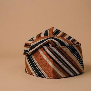 Ensemble de 2 bonnets traditionnels africains pour homme, rayés marron et noir