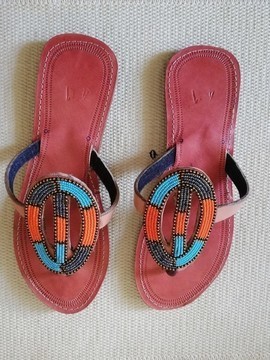 Masai Beaded sandals, African  sandals, Women Sandals, Leather sandals, Boho sandals, Beach sandals