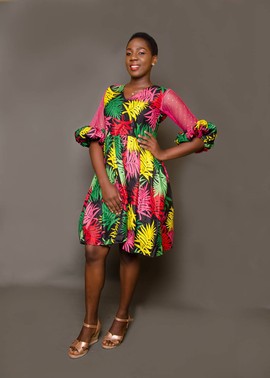Colorful Mid-Length Dress| Ankara Gown| Ankara Fabric| Ankara Style| Ankara