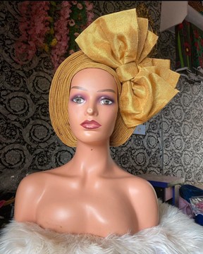 African Gele, Pre styled Head Tie, Auto Gele, Pre-Wrapped Gele, Ceremonial Head Cover, Head Dress