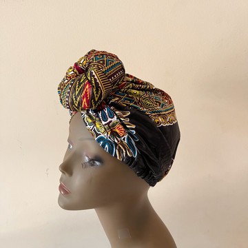 African Print Ankara Black Dashiki Pre-tied Headwrap