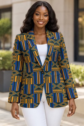 Robe midi à col en V et manches courtes pour femme en imprimé africain | Robe midi en imprimé africain | Bynelo