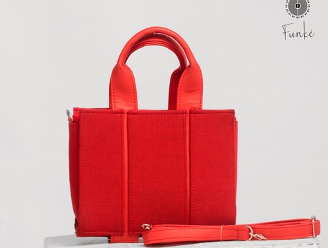 Red kanvô midi handbag