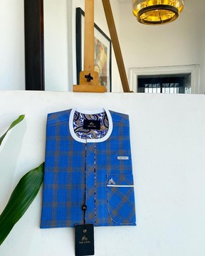 A window pane check kaftan