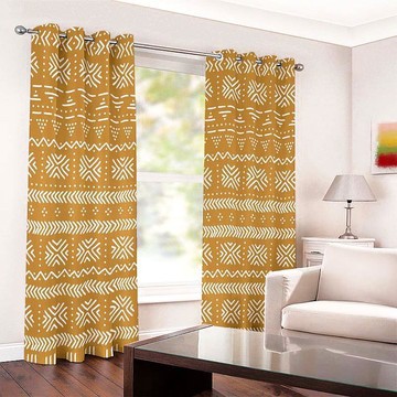 African Inspired Curtains Blackout Mudcloth Print Grommet (Two-Piece)(LARGER SIZES AVAILABLE)