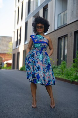 DALIA BLUE ASYMMETRIC  DRESS