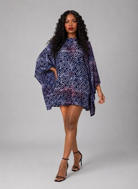 Robe Afi en tissu Adiré du Nigéria