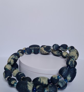 Collier tissu traditionnel NDOP et argent 925