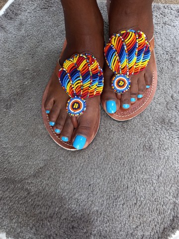 Masai sandals/ Leather sandals/ beaded sandals/ African sandals