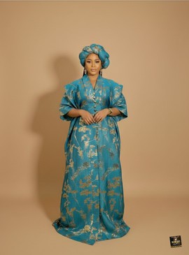 Teal Brocade Maxi Gown