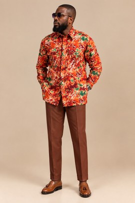 Men’s African Print Long Sleeve Shirt | Stylish Ankara Button-Up Shirt &amp; Trousers