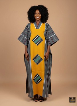 Yellow handwoven Kaftan Dress