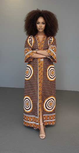 Robe kaftan élégante pour femme en imprimé africain – Chic et confortable