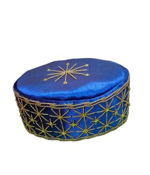 Velvet Stoned Crown Wedding Hat,  Traditonal Beaded Cap, African Mens Hat, African Wedding Hat
