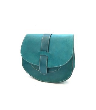 handmade blue genuine leather shoulder bag