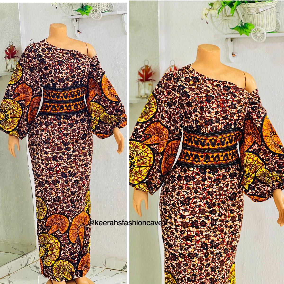 chinese dress ladies Safari Kitenge 3/4 sleeve Maxi Dress