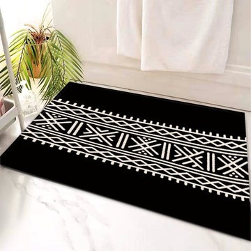 Black and White Bath Mat Tribal Printed Bathroom Rugs (LARGER SIZES AVAILABLE)