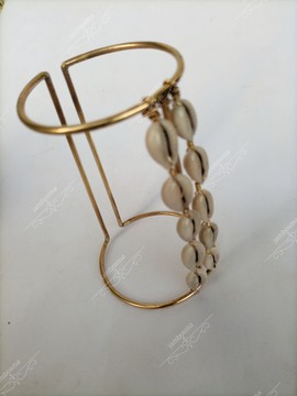 Brass cuff, African cowrie shell cuff , statement bracelet