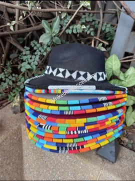 10 beaded brim edged fedora, wholesale fedora, beaded fedora, African fedora