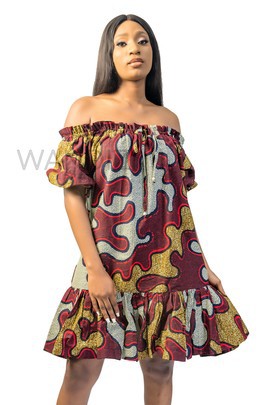 African Print Off Shoulder Dress, Ankara Dress, African Womens Clothing, Womens Clothing